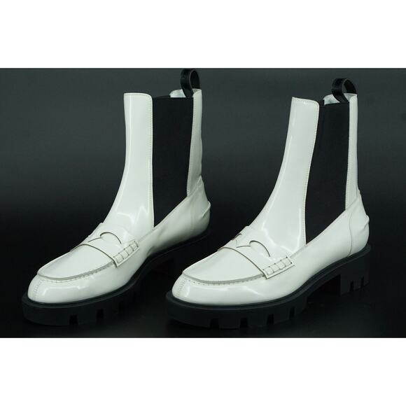 Christian Louboutin Montezu White Ankle Biker Chelsea Boots Size 39.5 New $1695 - Picture 3 of 9